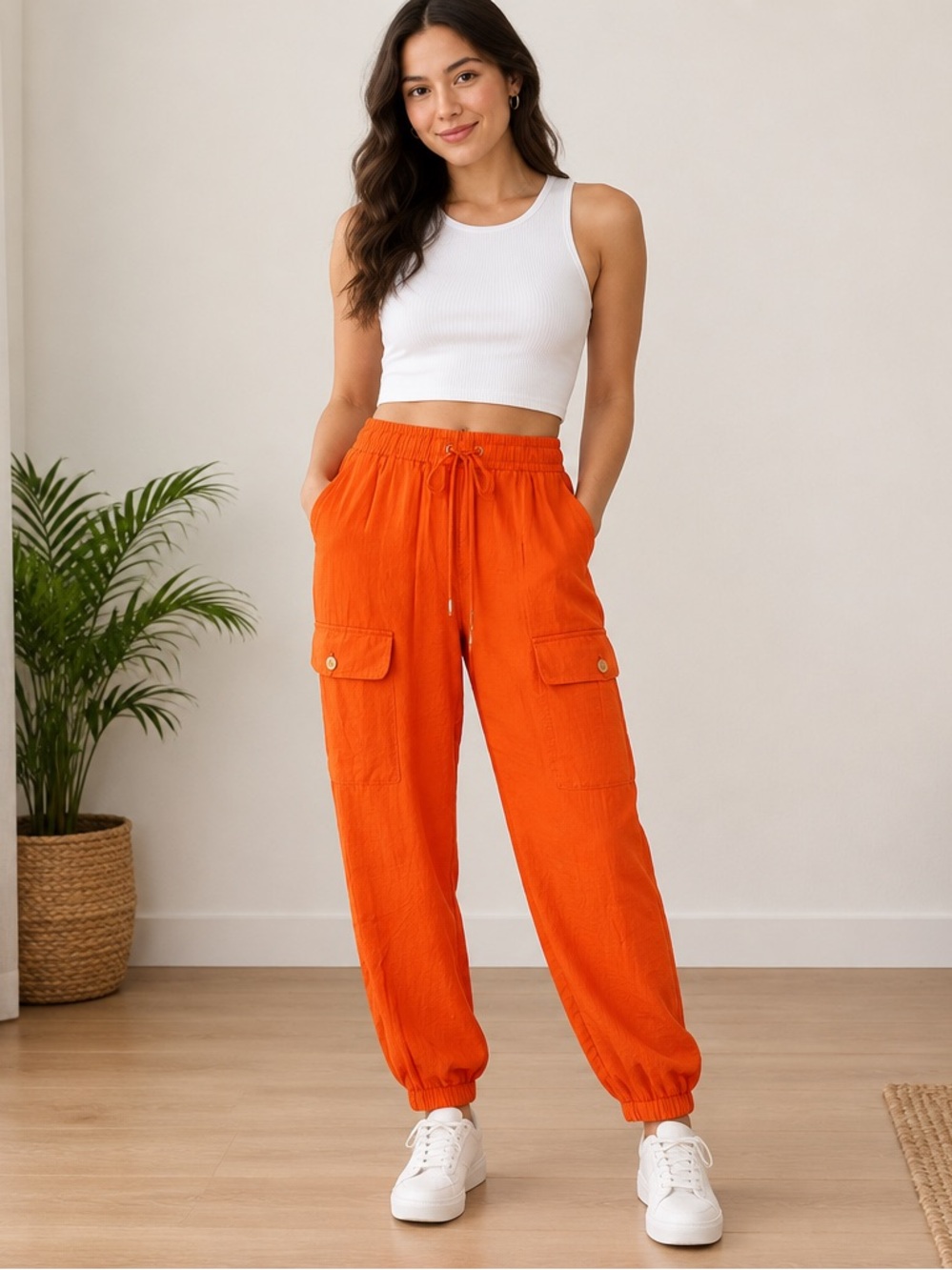 Michael Kors Cargo Jogger Pants Orange Womens Size 12 New With Tags